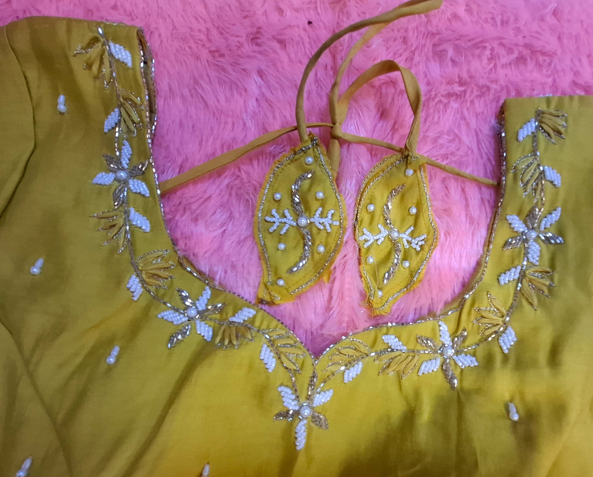 Kia Fashions Mustard Yellow Cotton Silk Hand Embroidered Readymade Blouse - Swadesiicart