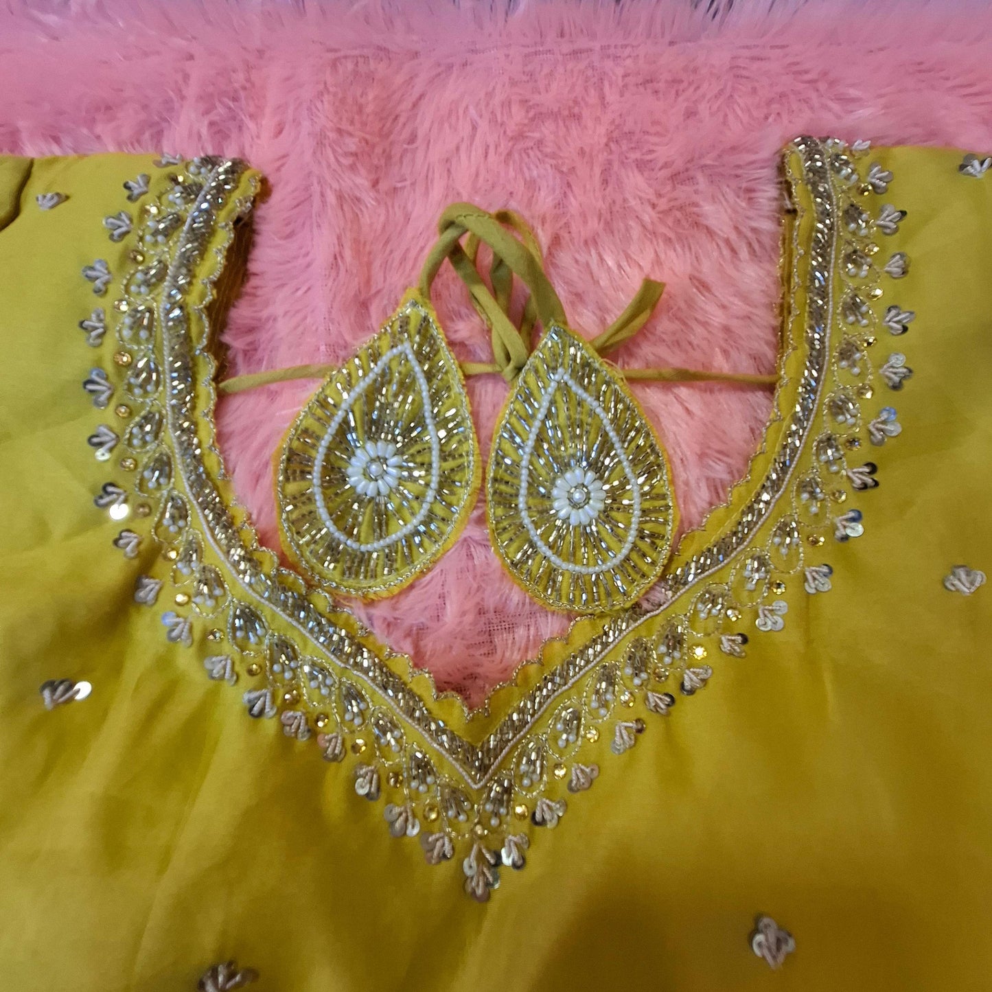 Kia Fashions Mustard Yellow Cotton Silk Hand Embroidered Readymade Blouse - Swadesiicart