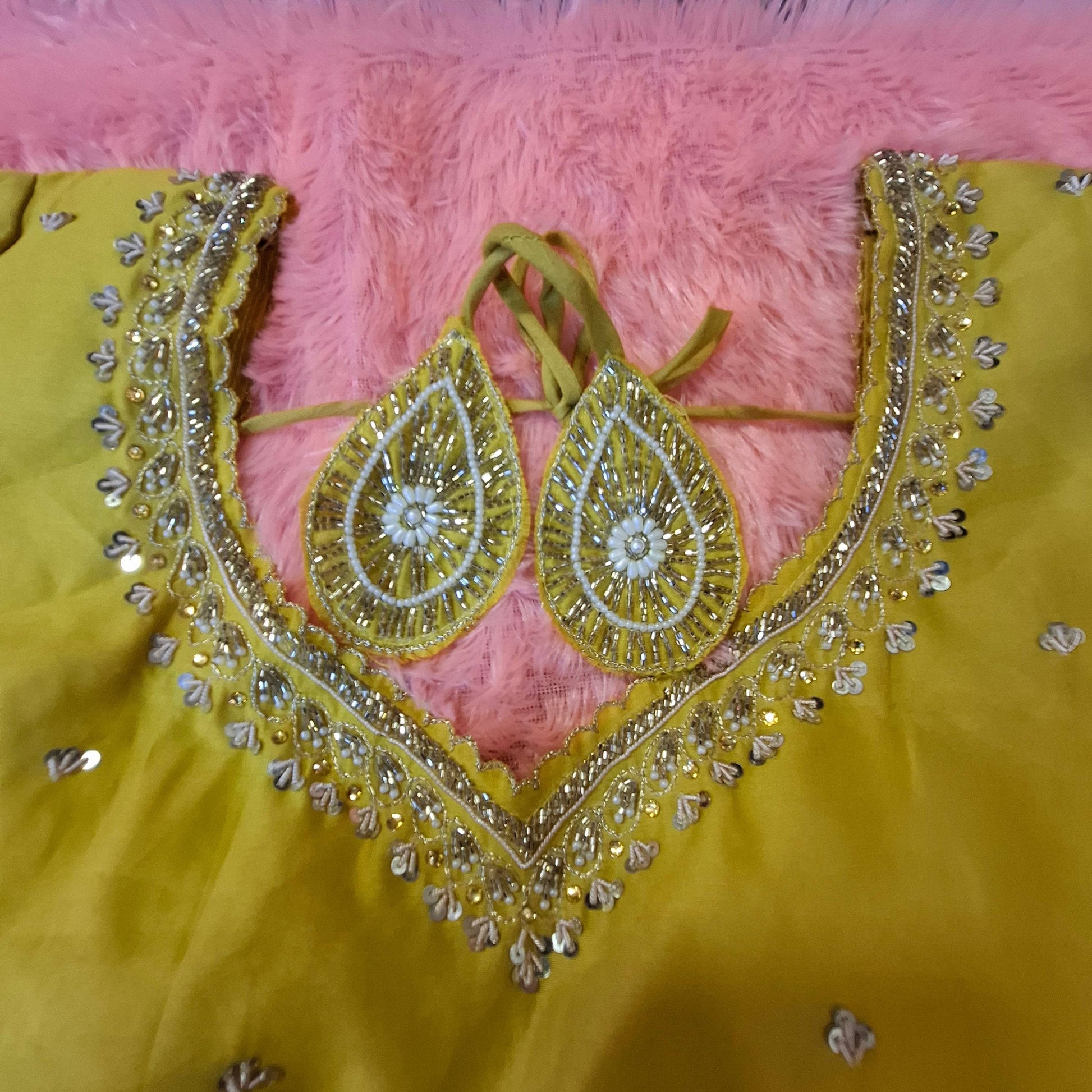 Kia Fashions Mustard Yellow Cotton Silk Hand Embroidered Readymade Blouse - Swadesiicart