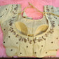 Kia Fashions Beige Cotton Silk Hand Embroidered Readymade Blouse - Swadesiicart