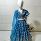 Jyoti Fashion Beautiful Blue Faux Georgette Digital Printed with Sequins Embroidered Kids Lehenga Choli Set | Swadesiicart