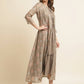 Brown Cotton Solid Flared Dress with Printed Shrug - Yukti