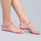 VOJ Set of 2 Silver Plated With Black Beads Anklet - Swadesiicart