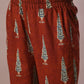 Myshka Women's Rust Printed Cotton Round Neck Party Tunic With Trousers Co-ord set - Swadesiicart