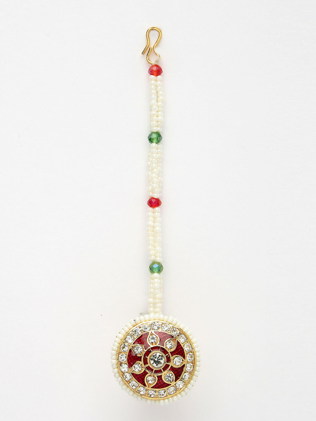 NVR Women's Gold-Polished CZ Stone-Studded Borla Maang Tikka - Swadesiicart