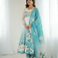 Joban Fashion Aqua Blue Kurta Set Organza Sequin Embroidery Work - Swadesiicart