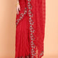 Vamsee Ammelia Red Georgette Saree - Swadesiicart
