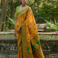 Vishnu Weaves Women's Yellow Pashmina Silk Thread Woven Saree with Blouse - Swadesiicart