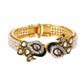 Gold-Polished Alloy Peacock Shape Enamel And Pearl Bangle Set - The Pari - Swadesiicart