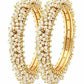 Gold-Polished Alloy Pearl Cluster Bangle Set - The Pari - Swadesiicart