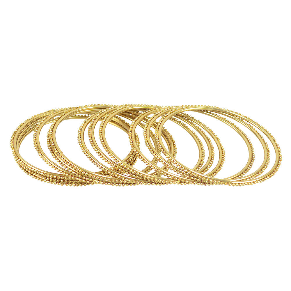Gold-Polished Alloy Gold Ball Bangle Set - The Pari - Swadesiicart