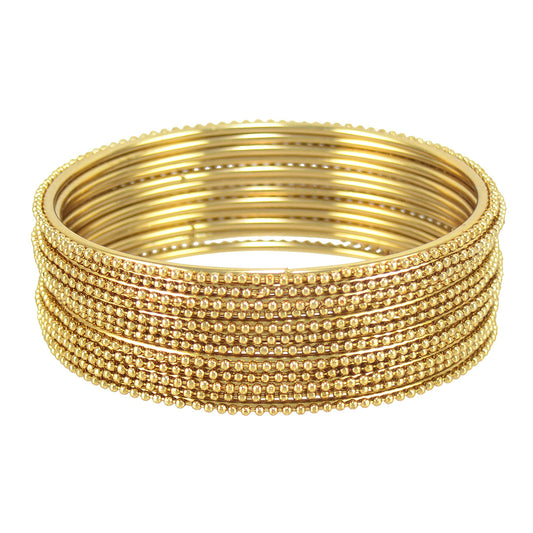 Gold-Polished Alloy Gold Ball Bangle Set - The Pari - The Pari - Dinesh Associates
