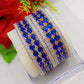 Gold-Polished Alloy Designer Blue Combo Of Ad Bangles - The Pari - The Pari - Dinesh Associates