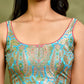 Amodini Designer Studio Kashi Banarsi Blue Sleeveless Padded Blouse