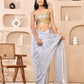 Amodini Designer Studio Kashi Banarsi Grey Sleeveless Padded Blouse