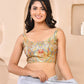 Amodini Designer Studio Kashi Banarsi Grey Sleeveless Padded Blouse