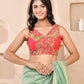 Amodini Designer Studio Paisley Zari Embroidery Pink Sleeveless Padded Blouse