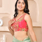 Amodini Designer Studio Paisley Zari Embroidery Pink Sleeveless Padded Blouse