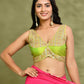 Amodini Designer Studio Lime Green Embroidered Sleeveless Padded Blouse