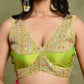 Amodini Designer Studio Lime Green Embroidered Sleeveless Padded Blouse
