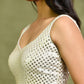 Amodini Designer Studio Ivory Mirror Work Sleeveless Padded Blouse