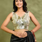 Amodini Designer Studio Gold Mirror-Embellished Sleeveless Padded Blouse