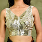 Amodini Designer Studio Gold Mirror-Embellished Sleeveless Padded Blouse