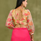 Amodini Designer Studio Floral Organza Puff-Sleeve Designer Blouse
