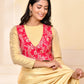 Amodini Designer Studio Pink Banarsi Jacket With Golden Blouse - Swadesiicart