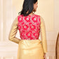 Amodini Designer Studio Pink Banarsi Jacket With Golden Blouse - Swadesiicart