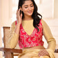 Amodini Designer Studio Pink Banarsi Jacket With Golden Blouse - Swadesiicart
