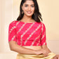 Amodini Designer Studio Pink Banarsi Lehriya Padded Blouse