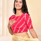 Amodini Designer Studio Pink Banarsi Lehriya Padded Blouse