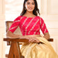 Amodini Designer Studio Pink Banarsi Lehriya Padded Blouse