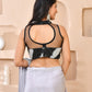 Amodini Designer Studio Silver & Black Cutdana Sequined Band Collar Sleeveless Padded Blouse