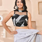 Amodini Designer Studio Silver & Black Cutdana Sequined Band Collar Sleeveless Padded Blouse