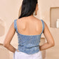 Amodini Designer Studio Sequined Denim Corset Saree Blouse - Swadesiicart