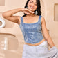 Amodini Designer Studio Sequined Denim Corset Saree Blouse - Swadesiicart