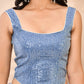 Amodini Designer Studio Sequined Denim Corset Saree Blouse - Swadesiicart