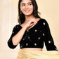 Amodini Designer Studio Black Embellished Velvet Blouse - Swadesiicart