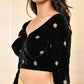 Amodini Designer Studio Black Embellished Velvet Blouse - Swadesiicart
