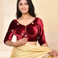 Amodini Designer Studio Marroon Embellished Velvet Blouse - Swadesiicart