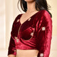 Amodini Designer Studio Marroon Embellished Velvet Blouse - Swadesiicart