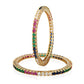Gold-Polished Alloy Set Of 2 Multicolou Ad Bangles - The Pari - The Pari - Dinesh Associates