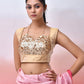 Amodini Designer Studio Women Embellished Sequined Masaba Cut Saree Blouse