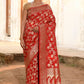 Joban Fashion Red Banarasi Soft Pure Handloom Banarasi Silk Saree | Swadesiicart