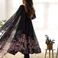 Lorenvalley Fashion Women Pure Soft Organza Silk Floral Print Fully Flair Anarkali With Pent Dupatta Set - Black | Swadesiicart
