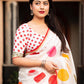 White Kota Silk Printed Saree with Unstitched Blouse - Hiral Fashion | Swadesiicart