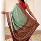 Joban Fashion Aqua Crepe Chiffon Pure Handloom Banarasi Silk Saree | Swadesiicart