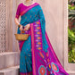 Anaita Blue Silk Saree With Blouse Piece